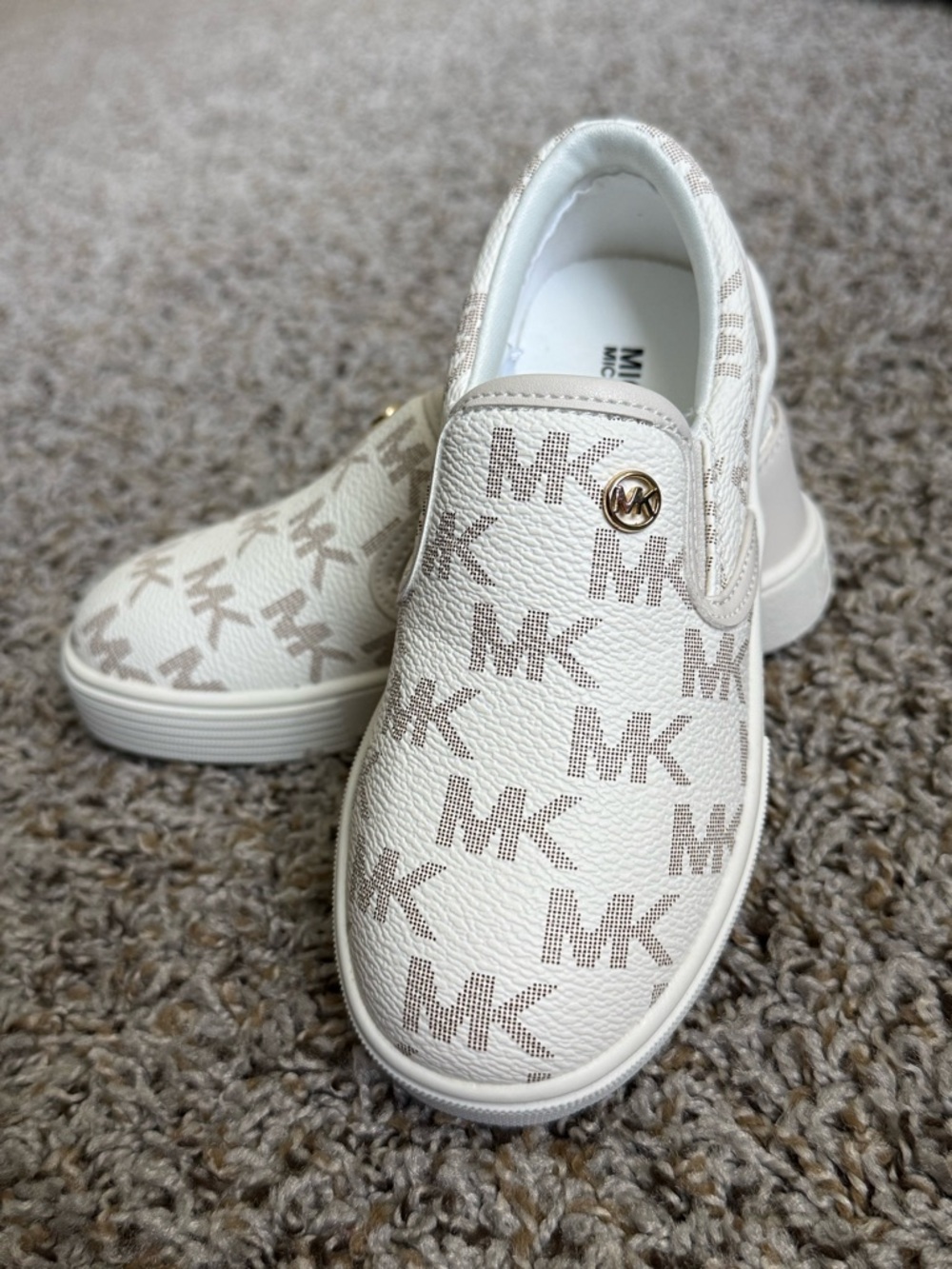 MICHAEL KORS Kids White MK Logo Slip-On Sneakers